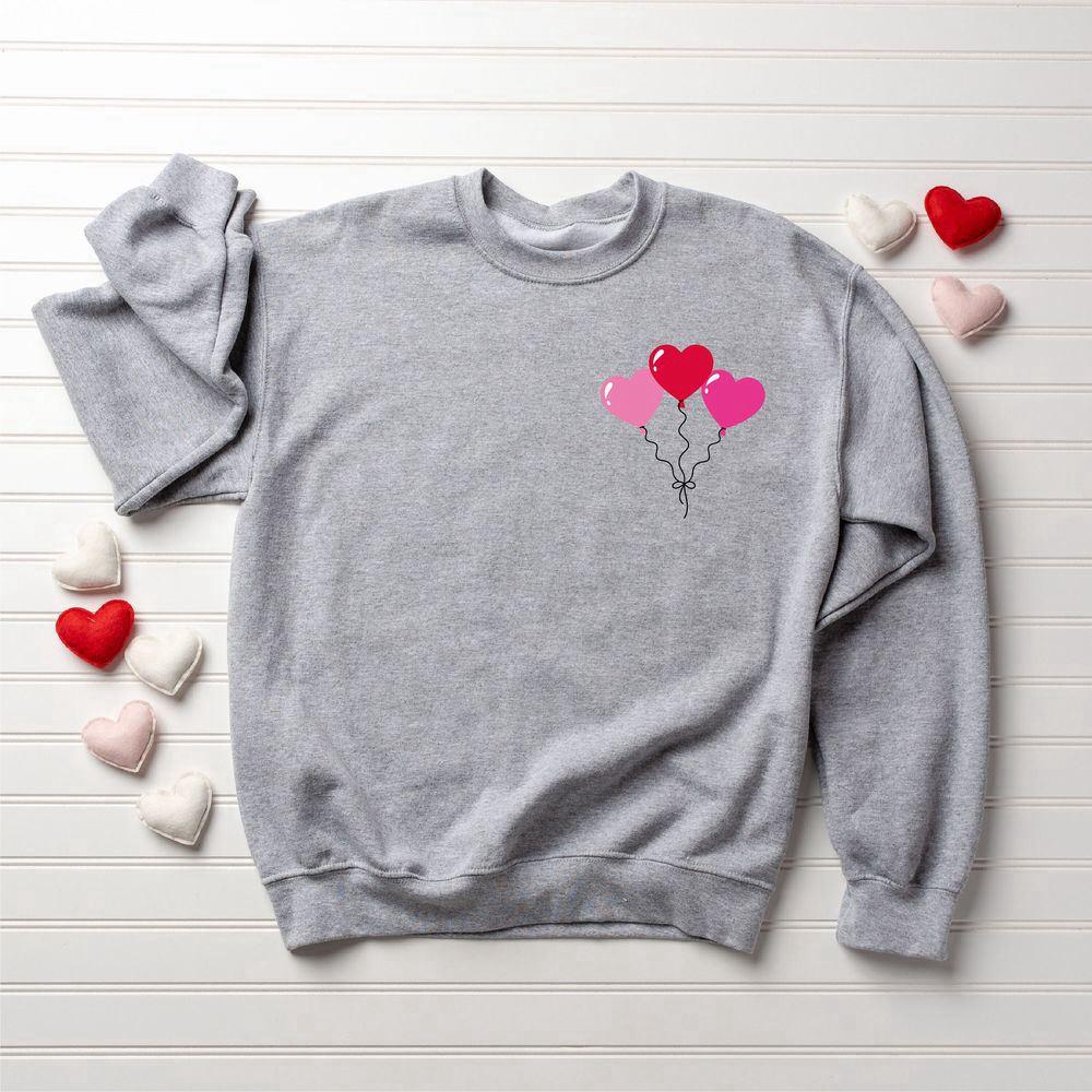 Valentines Sweatshirt, Womens Valentines Day Sweatshirt, Heart Balloons Sweatshirt, Womens Valentines Sweatshirt
