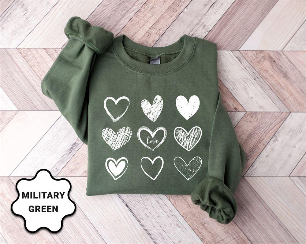 Valentines Sweatshirt, Womens Valentines Hearts Sweatshirt, Teacher Valentine Sweatshirt, Womens Valentines Sweatshirt
