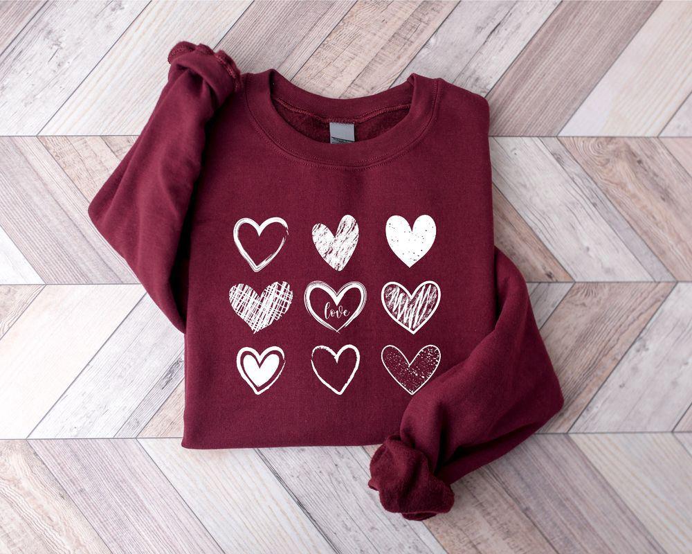 Valentines Sweatshirt, Womens Valentines Hearts Sweatshirt, Teacher Valentine Sweatshirt, Womens Valentines Sweatshirt