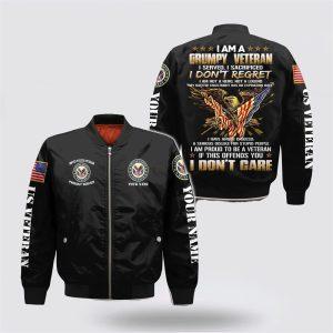 Veteran Bomber Jacket, Custom Name US Veteran I Am Proud To Be A Veteran Bomber Jacket, Military Bomber Jacket