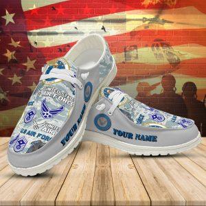 Veteran Canvas Loafer Shoes, Personalized US Air Force H-D Shoes With Your Name And Rank, Camouflage Shoes For Air Force, Canvas Loafer Shoes