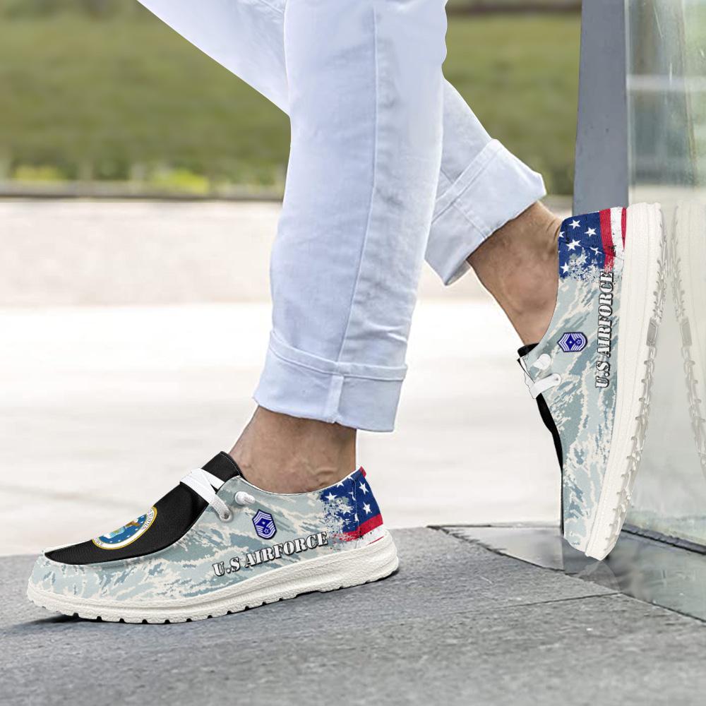 Veteran Canvas Loafer Shoes, Personalized US Air Force H-D Shoes With Your Name And Rank, US Air Force Camouflage Shoes, Canvas Loafer Shoes