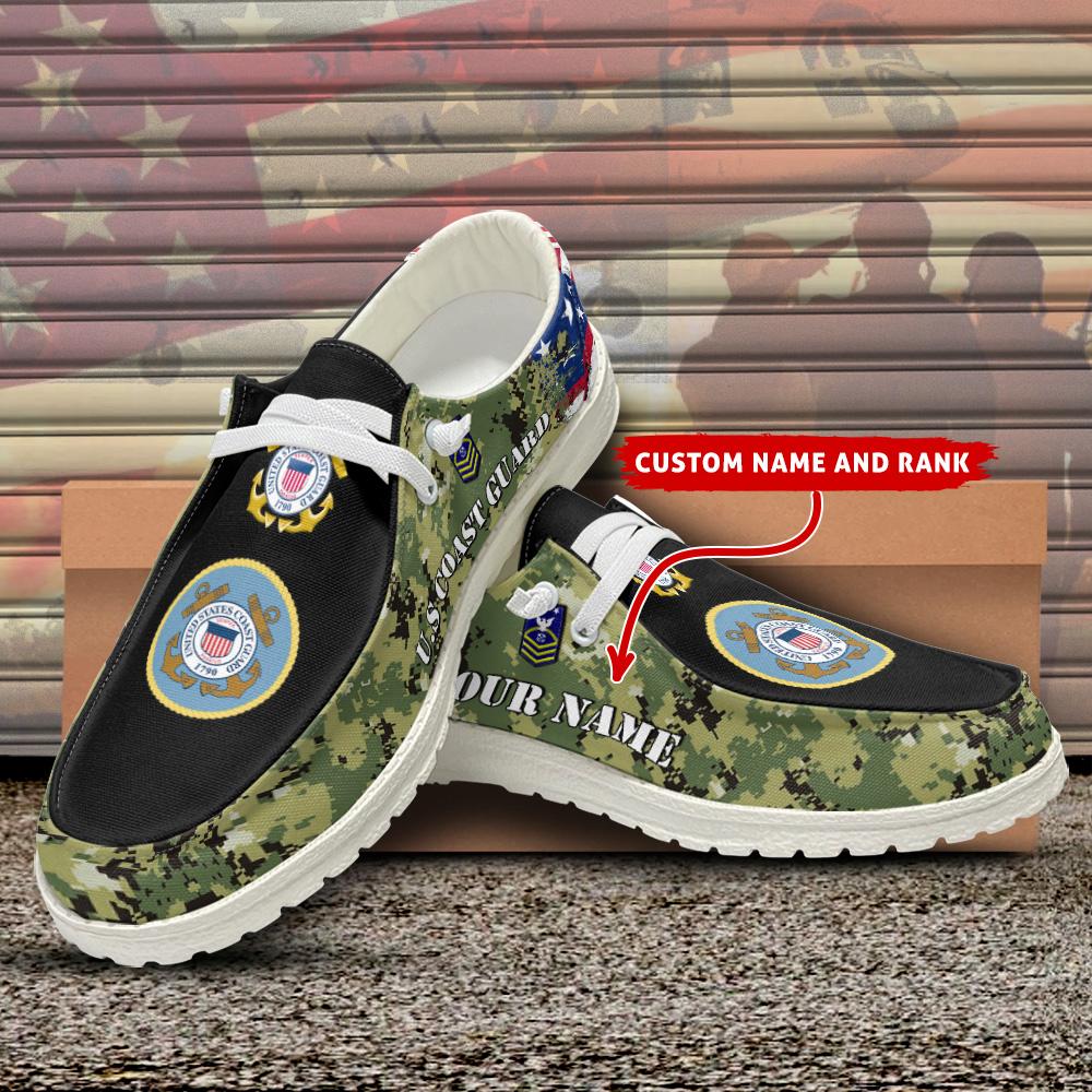 Veteran Canvas Loafer Shoes, Personalized US Coast Guard H-D Shoes With Your Name And Rank, Coast Guard Shoes, Canvas Loafer Shoes