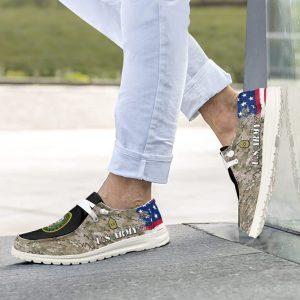 Veteran Canvas Loafer Shoes, Personalized US Military H-D Shoes With Your Name And Rank, Military Camouflage Shoes, Canvas Loafer Shoes