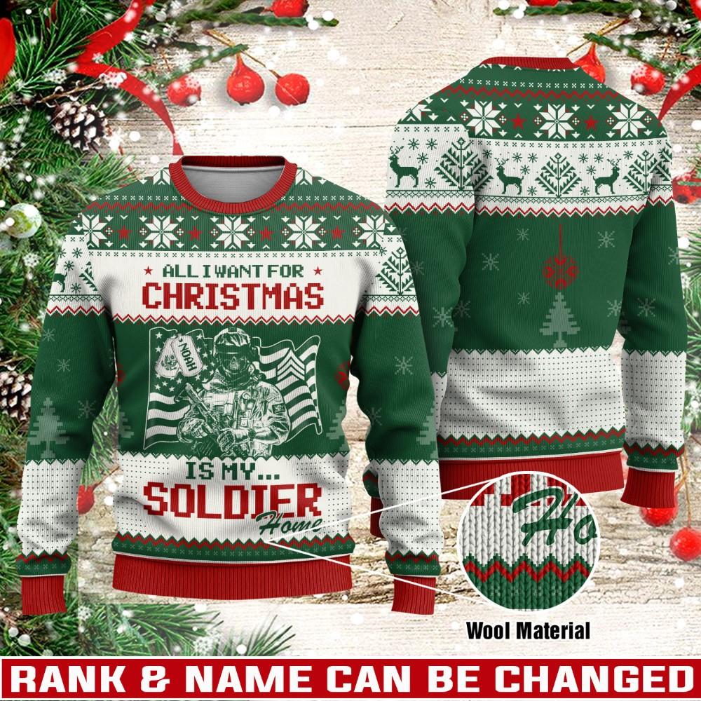 Veterans Sweater, Personalized US Army Veteran Christmas Sweater With Your Military Rank, Military Sweater, Military Sweater Men’s