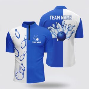 Bowling Jersey, Blue And White Retro Vintage&hellip;
