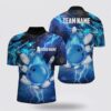 Bowling Jersey, Men Bowling Bowling Jersey Shirts Custom Black Ball Blue Camo Bowling Team Jersey, Gift For Bowlers