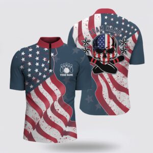 Bowling Jersey, Vintage American Flag Patriotic Skull&hellip;