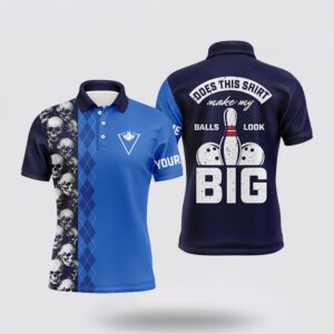 Bowling Polo Shirt, Funny Blue Skull Bowling&hellip;