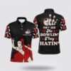 Bowling Polo Shirt, Funny Bowling Shirt Personalized Name Black & Red Argyle Bowler Polo Jersey