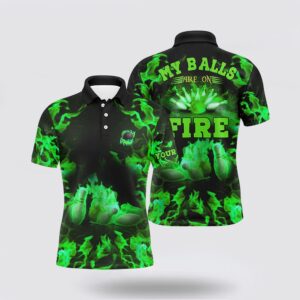 Bowling Polo Shirt, Green Flame Bowling Shirt&hellip;