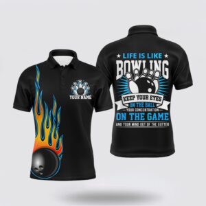 Bowling Polo Shirt, Men Flame Bowling Shirt&hellip;