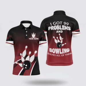 Bowling Polo Shirt, Red & Black Funny&hellip;