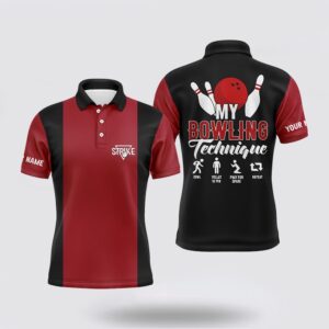 Bowling Polo Shirt, Red Black Vintage Mens&hellip;