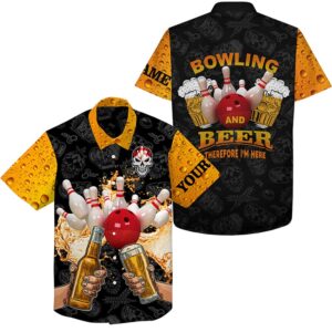 Bowling Hawaiian Shirt, Funny Bowling Beer Skull&hellip;