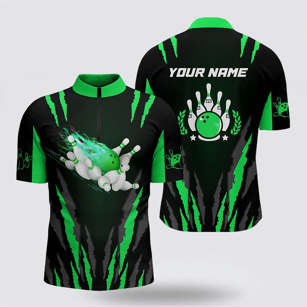 Bowling Jersey, Bowling Bowling Jersey Shirts For Men Custom Name Flame Bowling Ball And Pins Bowling Jerseys Green Bowling Jersey, Bowling Bowling Jersey Shirts For Men Custom Name Flame Bowling Ball And Pins Bowling Jerseys Green