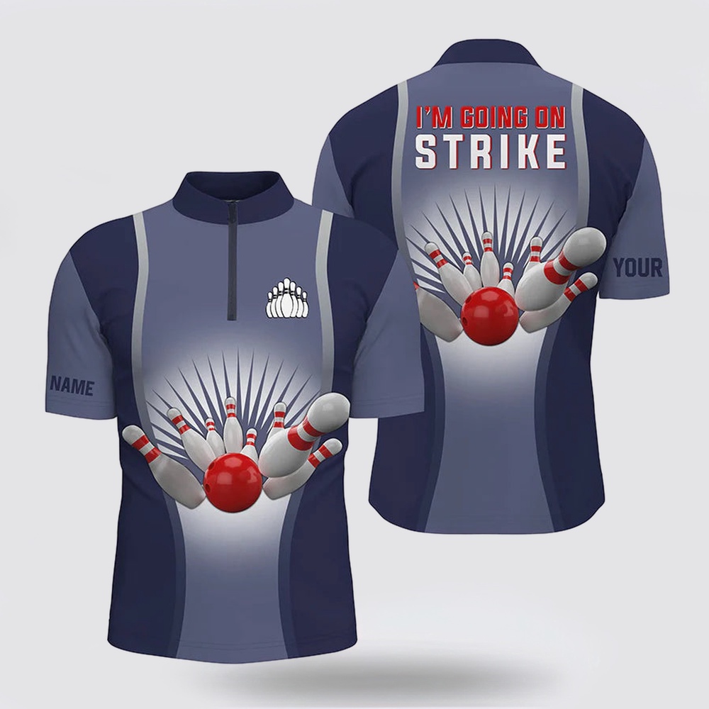 Bowling Jersey, I’M Going On Strike Bowling Custom Men Bowling Bowling Jersey Shirts, Personalized Bowling Jerseys  Blue