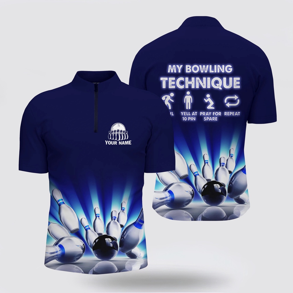 Bowling Jersey, My Bowling Technique Custom Name Funny Men Bowling Bowling Jersey Shirts, Personalized Bowling Jerseys