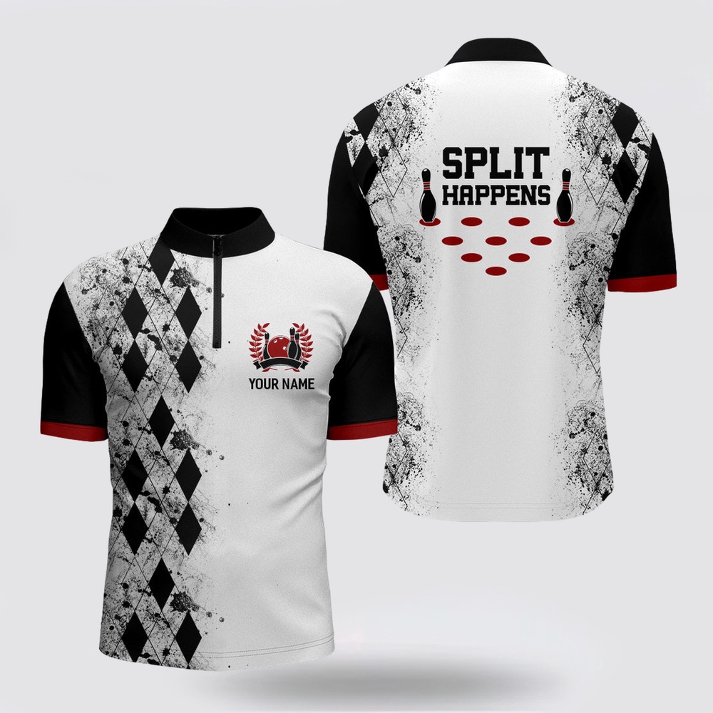 Bowling Jersey, Split Happens Personalized Bowling Shirt For Men League Bowling Jersey With Name Men Bowling Jersey