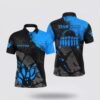 Bowling Polo Shirt, Black And Blue Pattern Bowling Polo Shirts For Men, Custom Team Bowling Jerseys For Men Bowlers