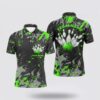 Bowling Polo Shirt, Black And Green Camo Custom Camo Bowling Polo Shirts For Men, Team Skull Bowling Jerseys Bowling Polo Shirt, Black And Green Camo Custom Camo Bowling Polo Shirts For Men, Team Skull Bowling Jerseys
