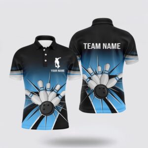 Bowling Polo Shirt, Black&Blue Bowling Polo Shirt&hellip;