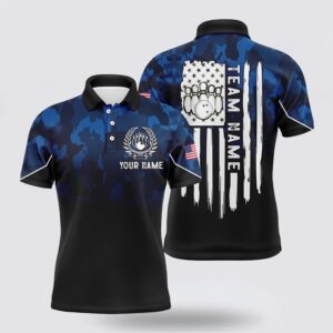 Bowling Polo Shirt, Black Blue Camo Mens&hellip;