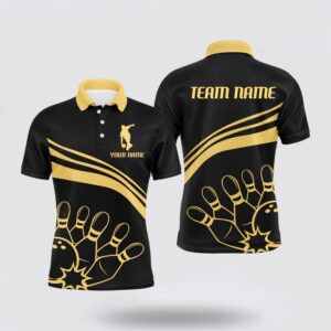 Bowling Polo Shirt, Black&Gold Bowling Polo Shirt&hellip;