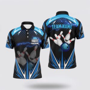 Bowling Polo Shirt, Black Men Bowling Polo&hellip;