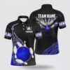 Bowling Polo Shirt, Blue And Black Bowling Polo Shirts For Men Custom Name And Team Name Bowling Polo Team Shirts