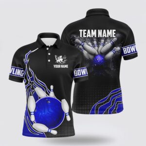 Bowling Polo Shirt, Blue And Black Bowling&hellip;