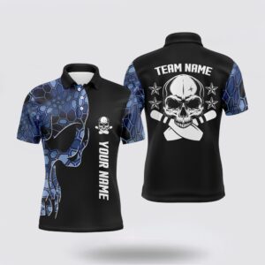 Bowling Polo Shirt, Blue Camo Black Bowling&hellip;