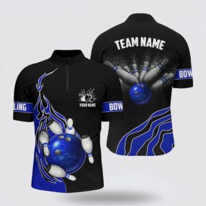 Bowling Polo Shirt, Blue Flame Bowling Polo&hellip;