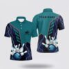 Bowling Polo Shirt, Blue Lion Custom Men Bowling Polo Shirts Bowling League Shirts Bowling Team Jerseys Outfits