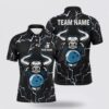 Bowling Polo Shirt, Bowling Grim Reaper Custom Men Bowling Polo Shirts Skull Bowling Team Jerseys Bowler Outfit