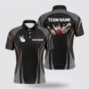 Bowling Polo Shirt, Bowling Polo Shirt Mens Bowling Jerseys Personalized American Flag Black Pattern Bowling Team Shirt