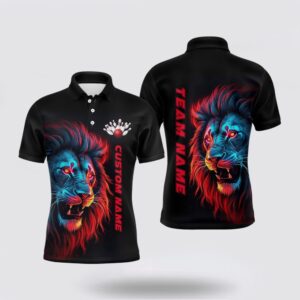 Bowling Polo Shirt, Colorful Lion Bowling Men&hellip;
