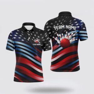 Bowling Polo Shirt, Custom American Flag Team&hellip;