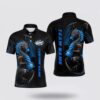 Bowling Polo Shirt, Custom Blue Camo Skull Bowling Polo Shirts Men Team Bowling Jerseys Bowling League Outfit