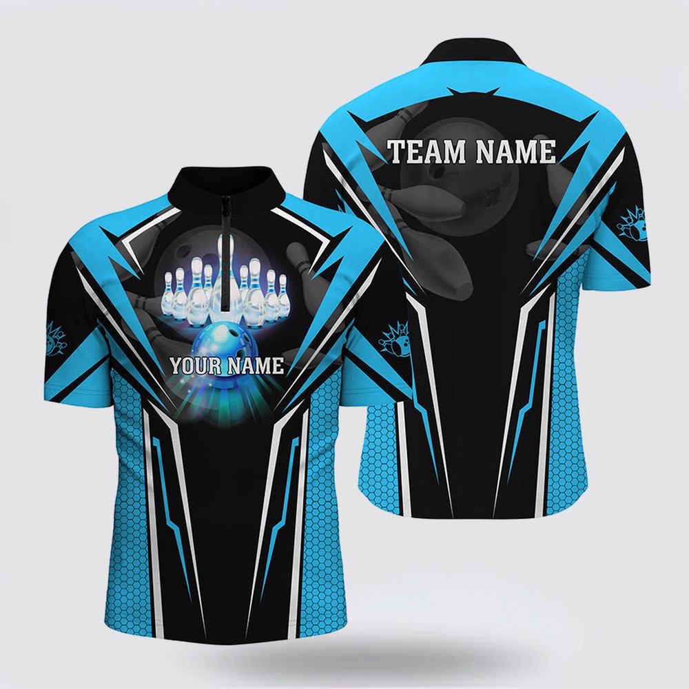 Bowling Polo Shirt, Custom Cyan Blue Bowling Polo Shirts For Men, Strike Bowling Team Jerseys Bowlers Outfits Bowling Polo Shirt, Custom Cyan Blue Bowling Polo Shirts For Men, Strike Bowling Team Jerseys Bowlers Outfits