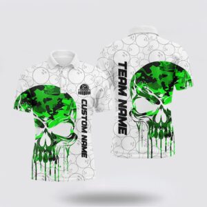 Bowling Polo Shirt, Custom Green Camo Skull&hellip;