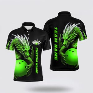 Bowling Polo Shirt, Custom Green Dragon Men&hellip;