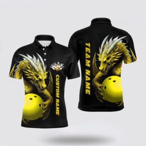 Bowling Polo Shirt, Custom Yellow Dragon Men&hellip;