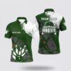 Bowling Polo Shirt, Green Bowling Pattern Custom Men Bowling Polo Shirts Flame Bowling Team Jerseys Tournament