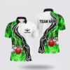 Bowling Polo Shirt, Mens Polo Bowling Shirt Custom Bowling Ball Pins Strike Team League Jersey, Bowl Gifts  Blue