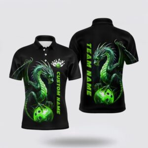 Bowling Polo Shirt, Personalized Green Dragon Bowling&hellip;