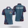 Bowling Polo Shirt, Personalized Men Polo Bowling Shirt Blue Flame Bowling Ball And Pins Bowling Jerseys For Men Bowler