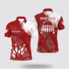 Bowling Polo Shirt, Red And White Men Bowling Shirt Personalized Custom Name Bowling Polo Shirt For Team Bowler Jerse