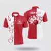 Bowling Polo Shirt, Red Bowling Pattern Custom Men Bowling Polo Shirts Flame Bowling Team Jerseys Tournament