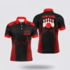 Bowling Polo Shirt, Red Bowling Pattern Custom Men Bowling Polo Shirts Flame Bowling Team Jerseys Tournament